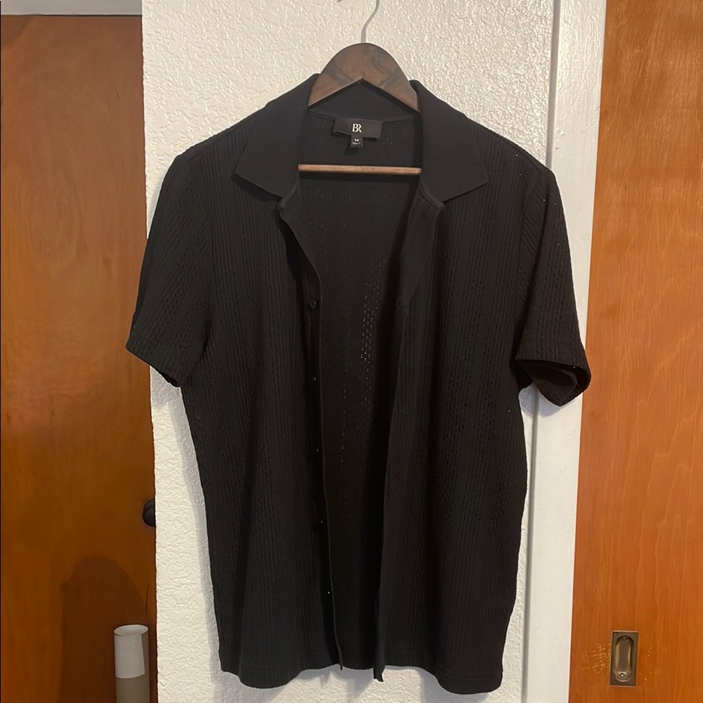 Banana Republic Black Short Sleeve Mesh Shirt